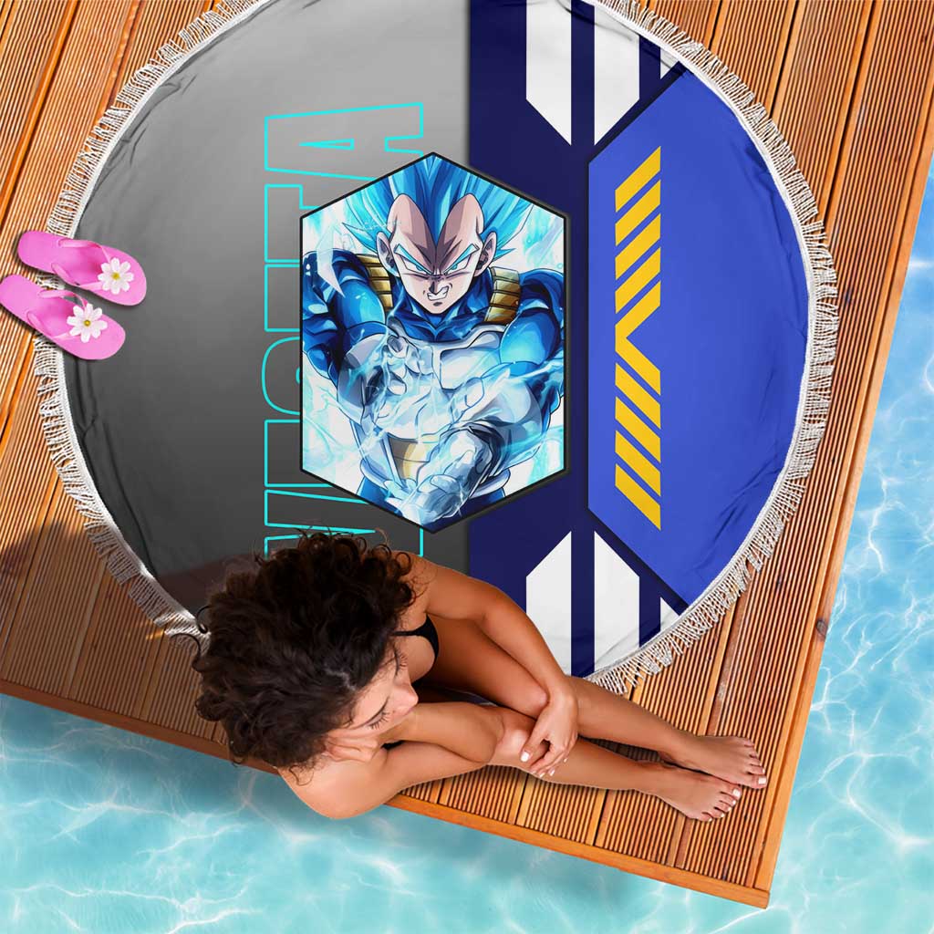 Vegeta from Dragon Ball Beach Blanket with Super Saiyan Blue Form and Action Pose Design - The Mazicc