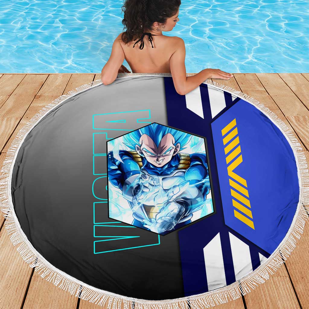 Vegeta from Dragon Ball Beach Blanket with Super Saiyan Blue Form and Action Pose Design - The Mazicc