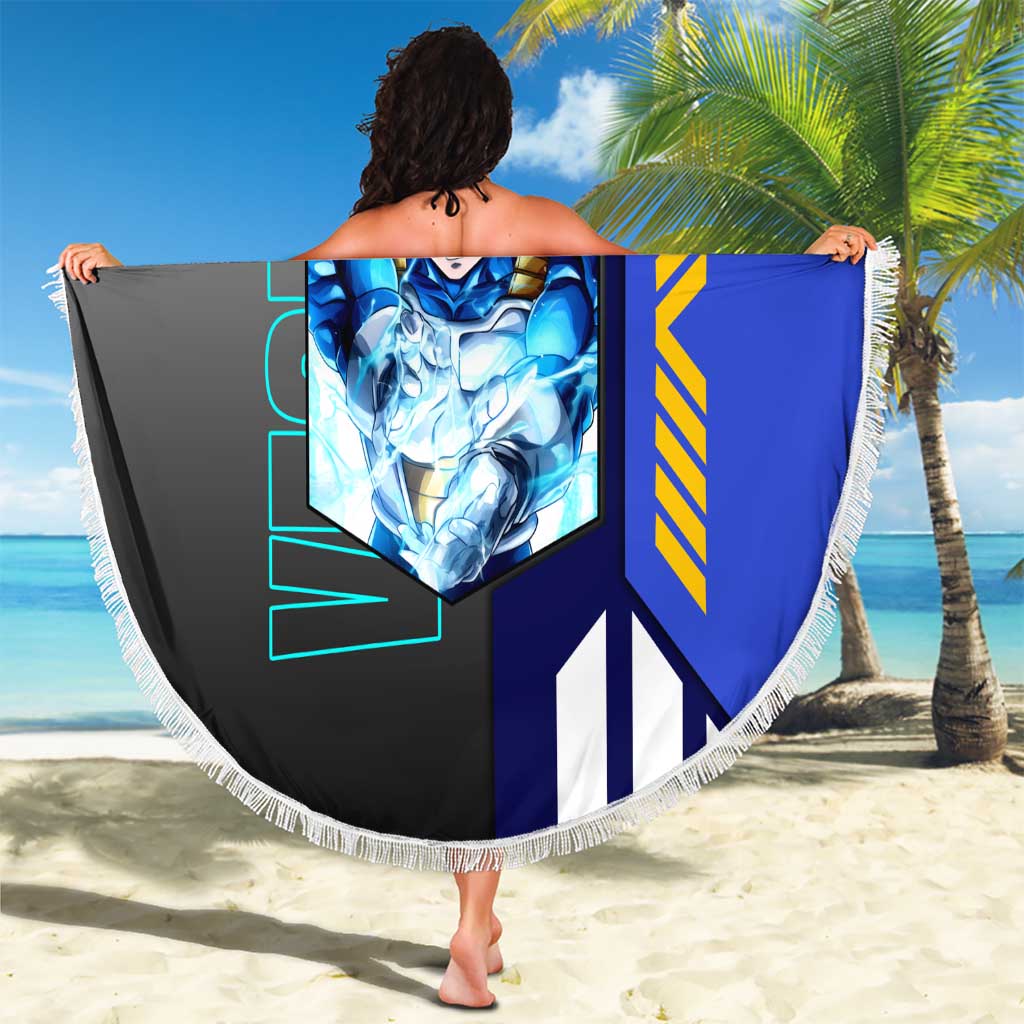 Vegeta from Dragon Ball Beach Blanket with Super Saiyan Blue Form and Action Pose Design - The Mazicc
