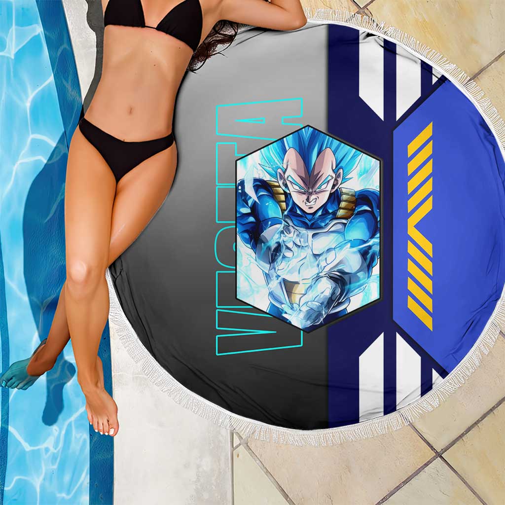 Vegeta from Dragon Ball Beach Blanket with Super Saiyan Blue Form and Action Pose Design - The Mazicc