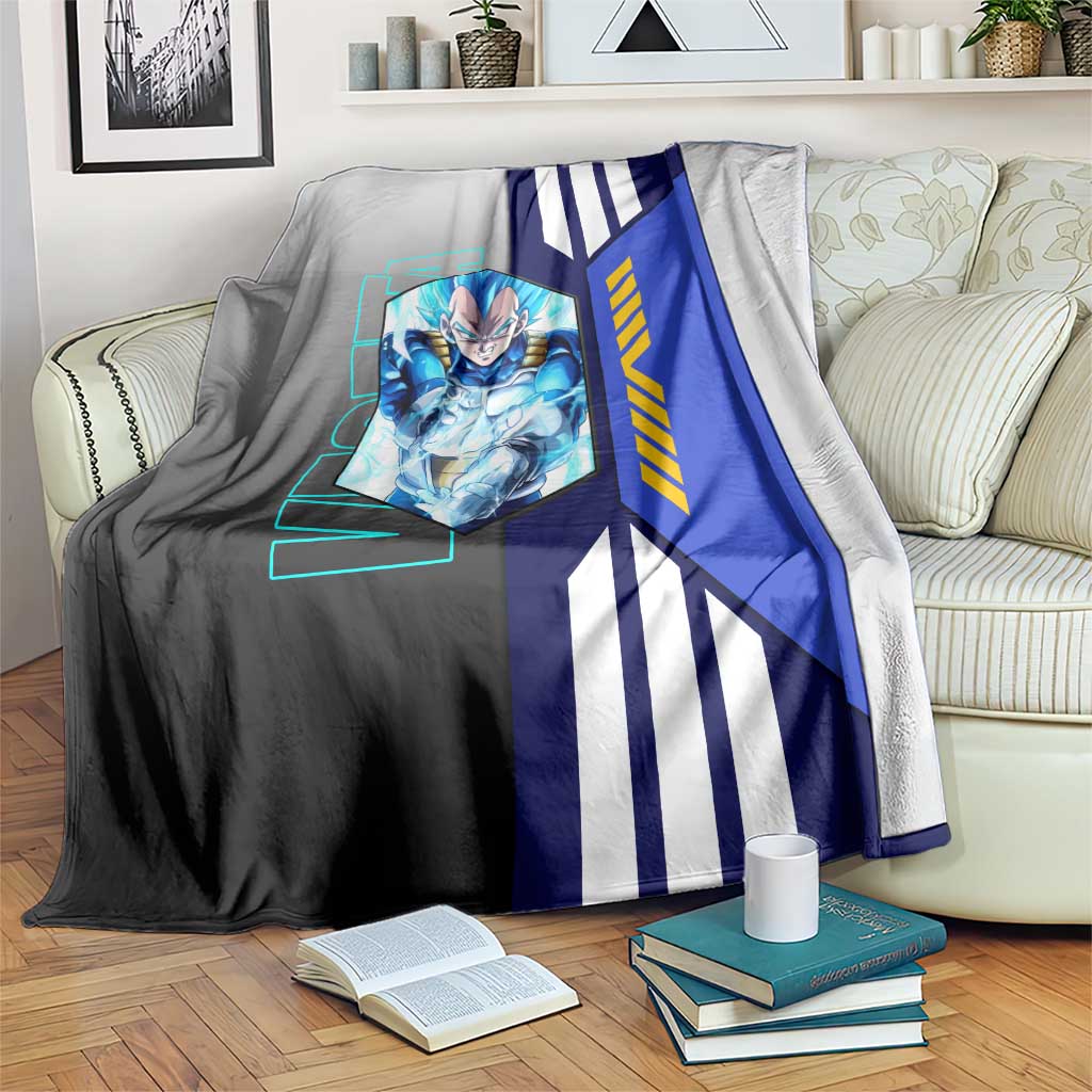 Vegeta from Dragon Ball Blanket with Super Saiyan Blue Form and Action Pose Design - The Mazicc