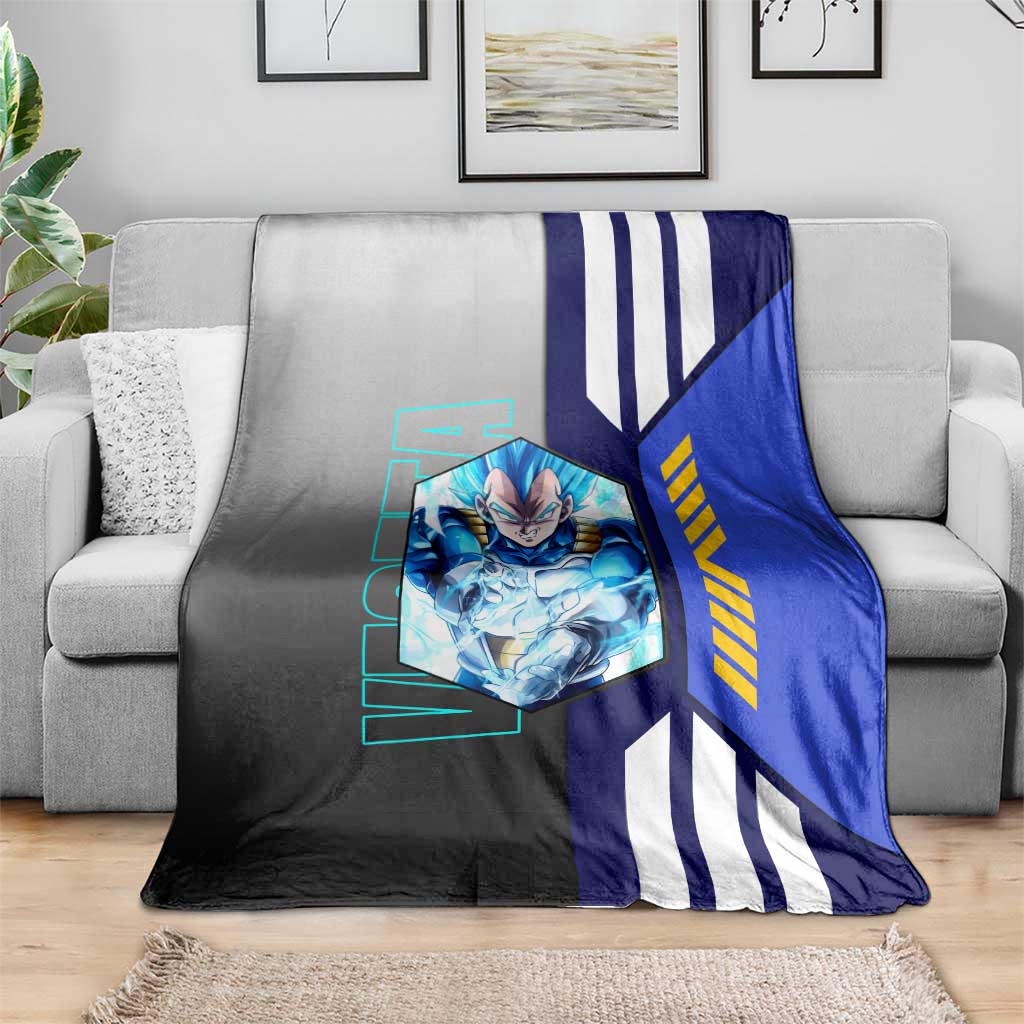 Vegeta from Dragon Ball Blanket with Super Saiyan Blue Form and Action Pose Design - The Mazicc