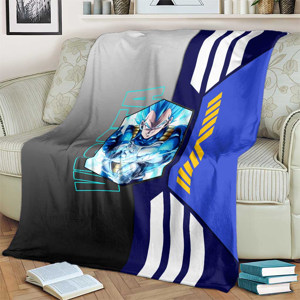 Vegeta from Dragon Ball Blanket with Super Saiyan Blue Form and Action Pose Design - The Mazicc