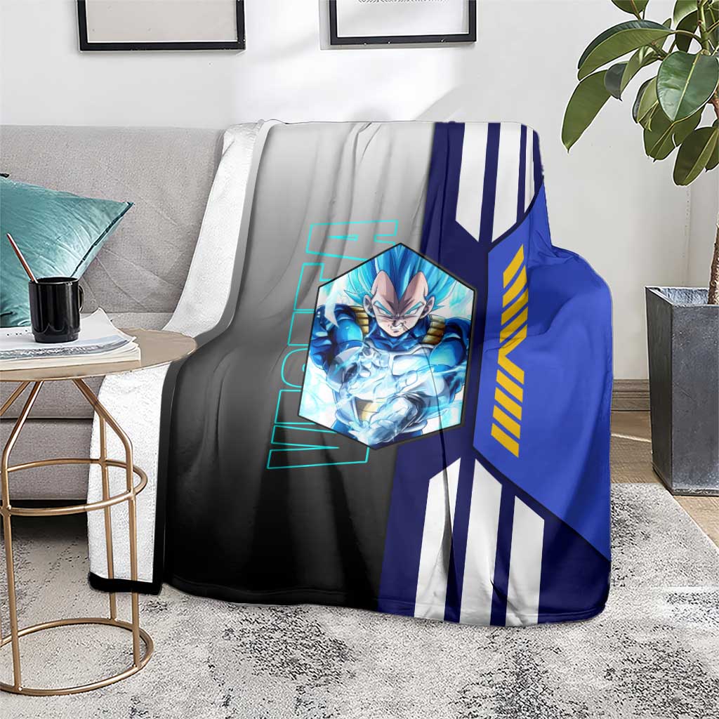Vegeta from Dragon Ball Blanket with Super Saiyan Blue Form and Action Pose Design - The Mazicc