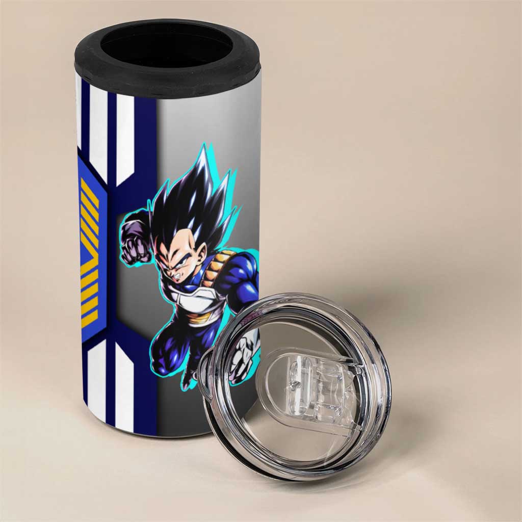 Vegeta from Dragon Ball 4 in 1 Can Cooler Tumbler with Super Saiyan Blue Form and Action Pose Design - The Mazicc