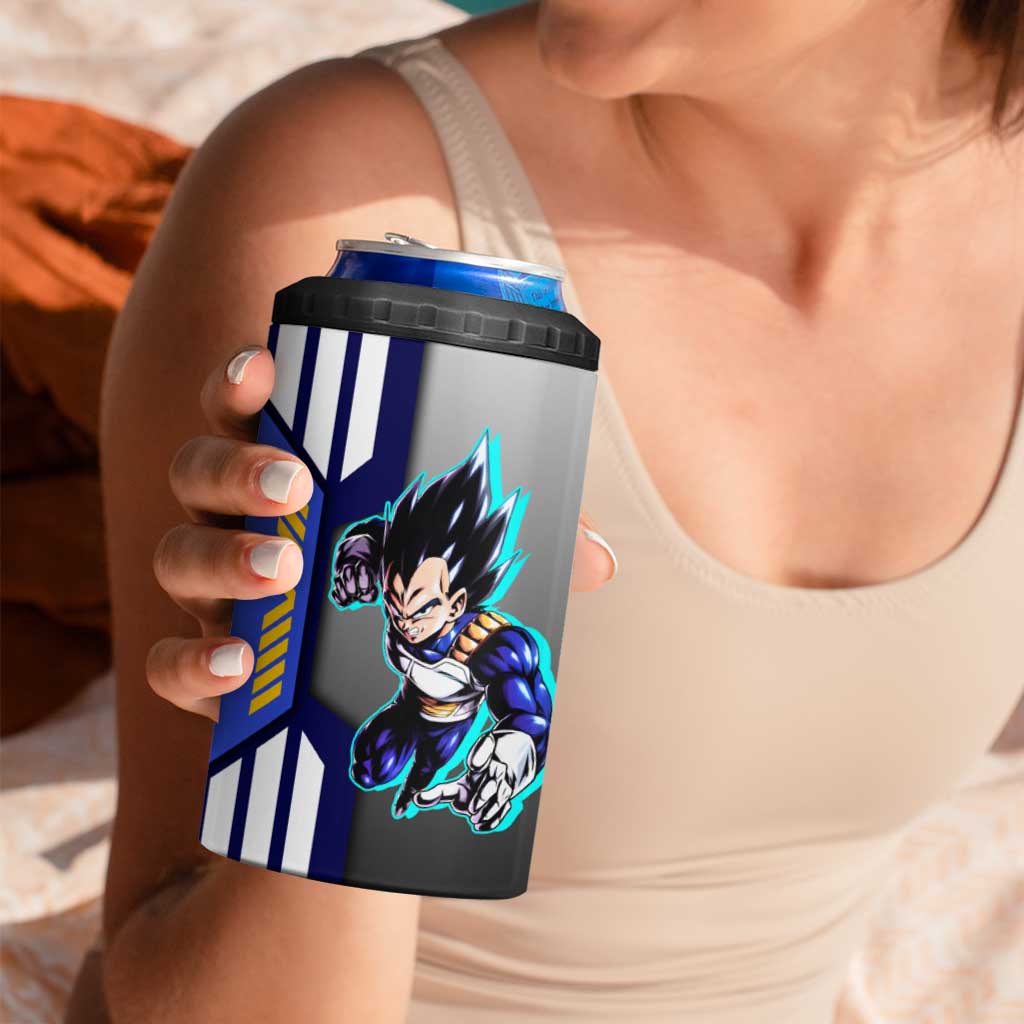 Vegeta from Dragon Ball 4 in 1 Can Cooler Tumbler with Super Saiyan Blue Form and Action Pose Design - The Mazicc