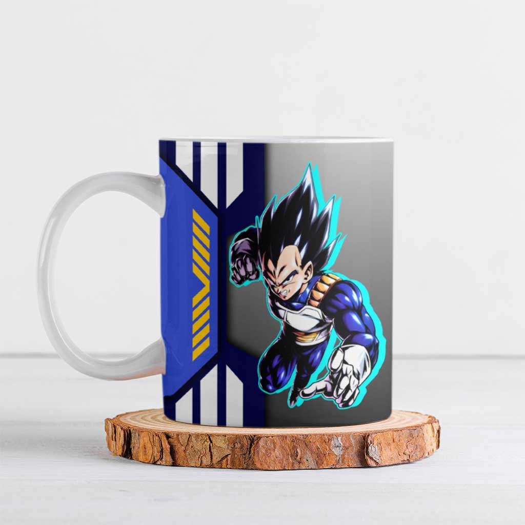 Vegeta from Dragon Ball Ceramic Mug with Super Saiyan Blue Form and Action Pose Design - The Mazicc