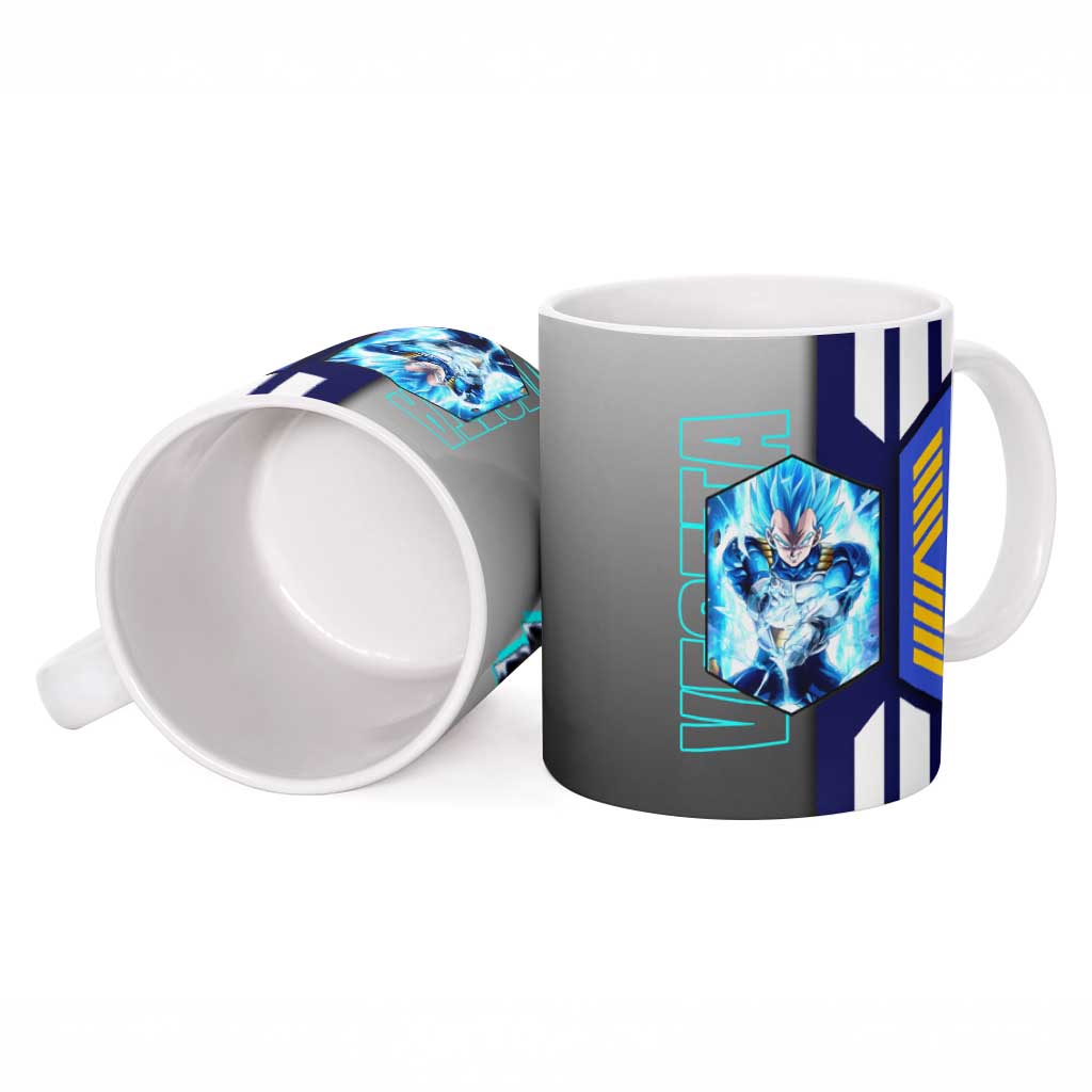 Vegeta from Dragon Ball Ceramic Mug with Super Saiyan Blue Form and Action Pose Design - The Mazicc
