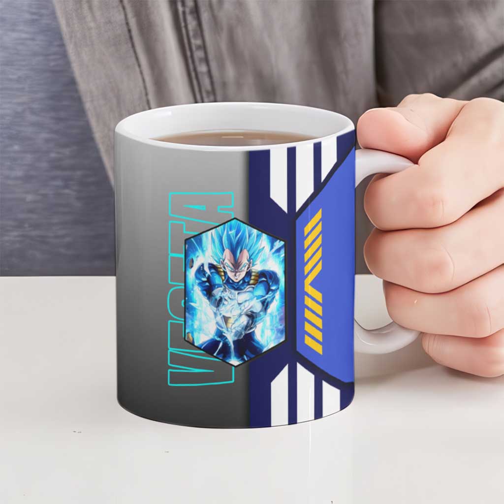 Vegeta from Dragon Ball Ceramic Mug with Super Saiyan Blue Form and Action Pose Design - The Mazicc