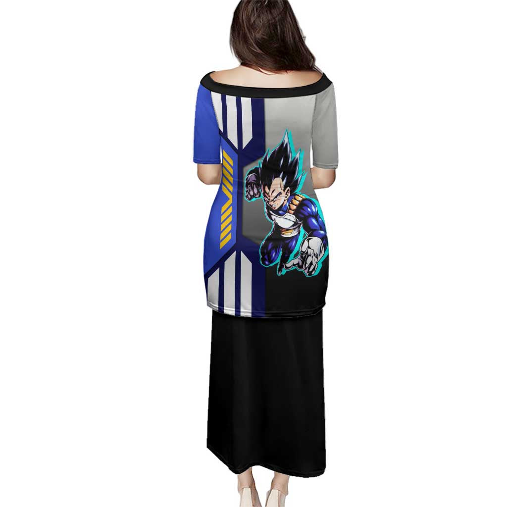 Vegeta from Dragon Ball Family Matching Puletasi and Hawaiian Shirt with Super Saiyan Blue Form and Action Pose Design - The Mazicc