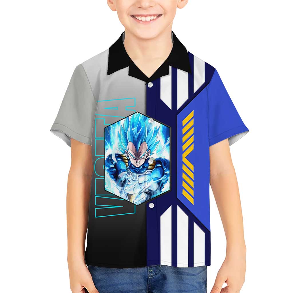 Vegeta from Dragon Ball Hawaiian Shirt with Super Saiyan Blue Form and Action Pose Design - The Mazicc