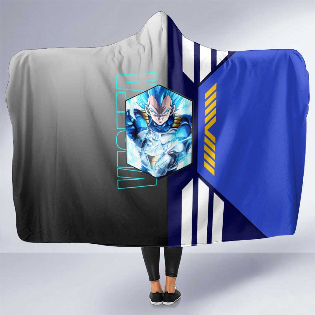 Vegeta from Dragon Ball Hooded Blanket with Super Saiyan Blue Form and Action Pose Design - The Mazicc
