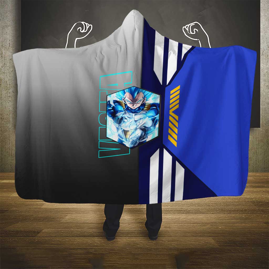 Vegeta from Dragon Ball Hooded Blanket with Super Saiyan Blue Form and Action Pose Design - The Mazicc