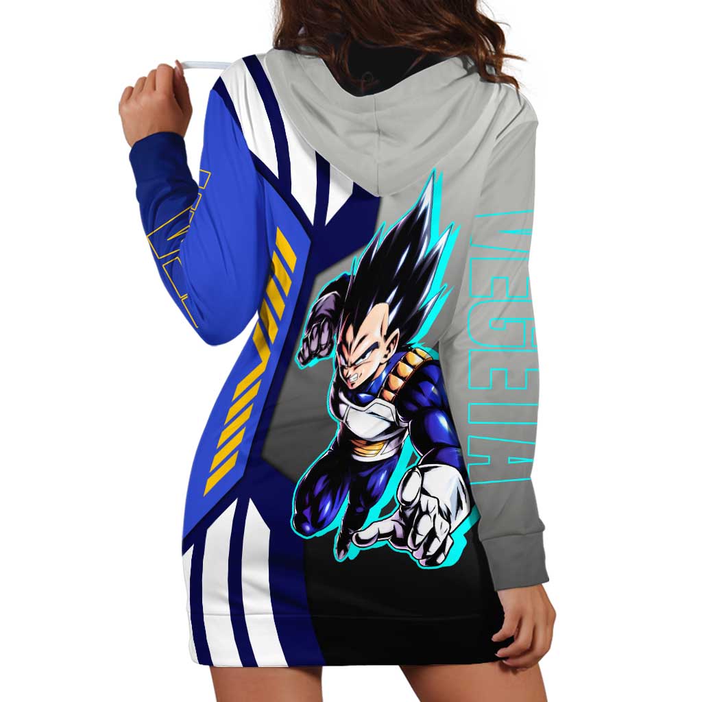 Vegeta from Dragon Ball Hoodie Dress with Super Saiyan Blue Form and Action Pose Design - The Mazicc