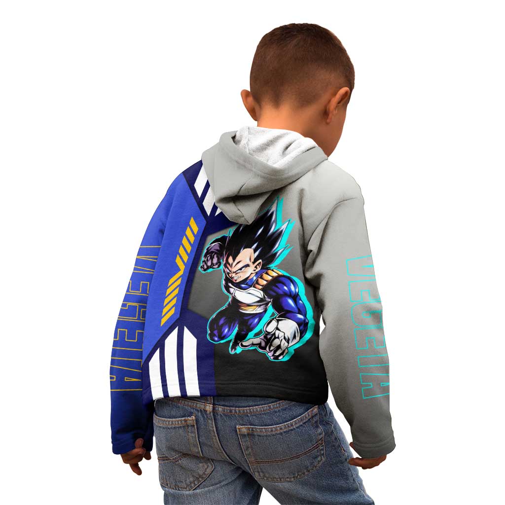 Vegeta from Dragon Ball Kid Hoodie with Super Saiyan Blue Form and Action Pose Design - The Mazicc