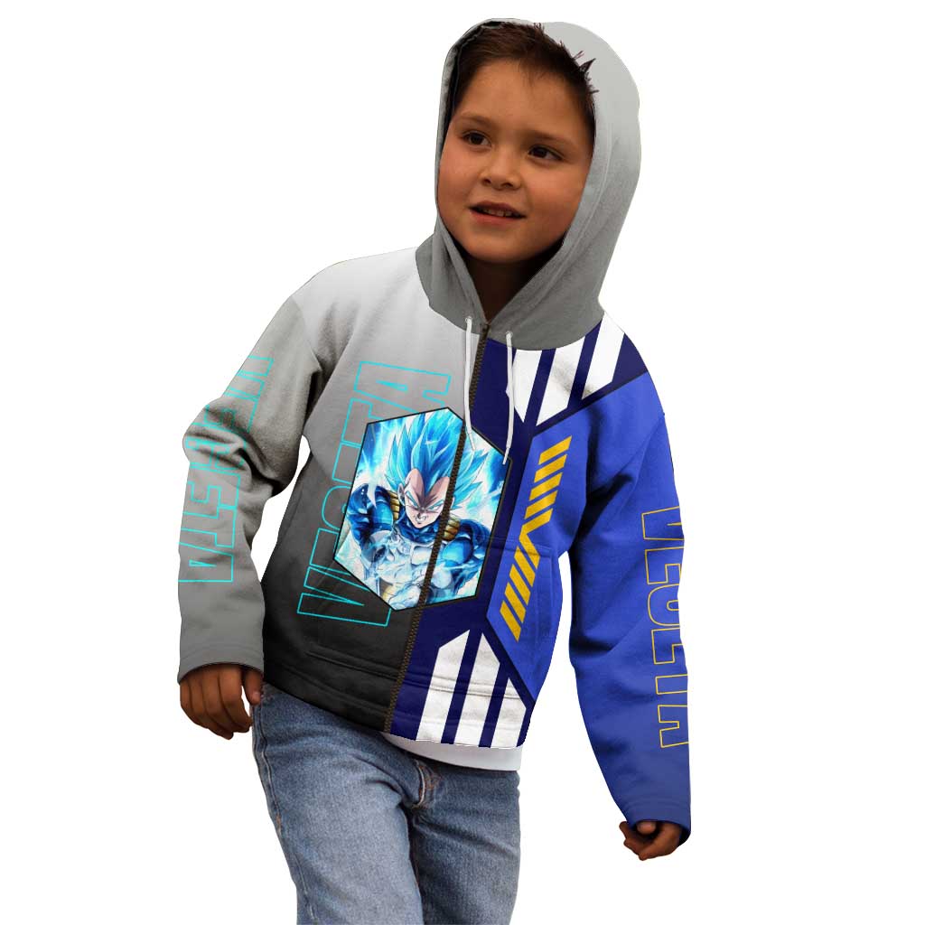 Vegeta from Dragon Ball Kid Hoodie with Super Saiyan Blue Form and Action Pose Design - The Mazicc