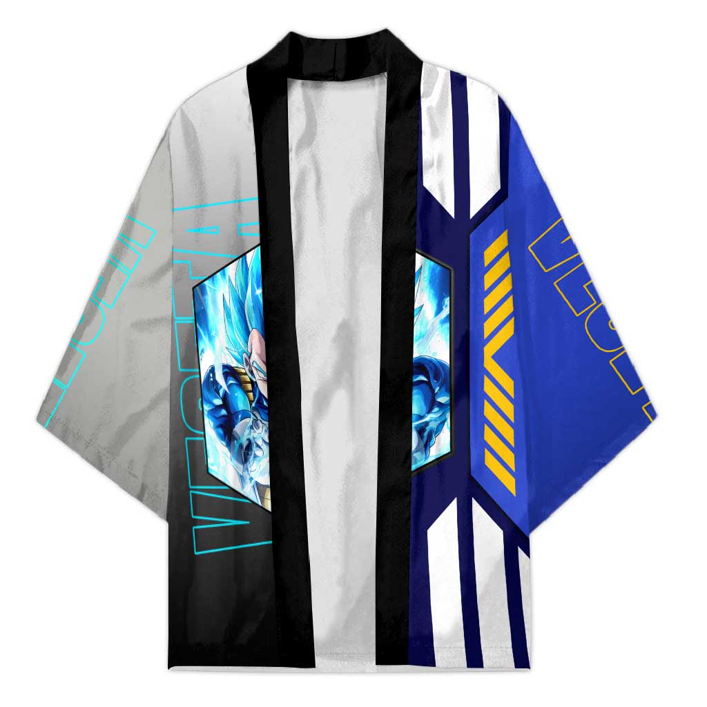 Vegeta from Dragon Ball Kimono with Super Saiyan Blue Form and Action Pose Design - The Mazicc