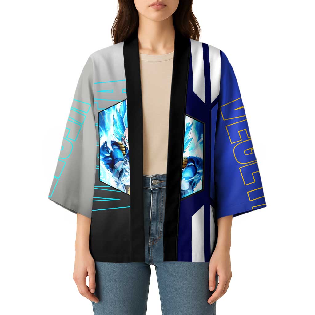 Vegeta from Dragon Ball Kimono with Super Saiyan Blue Form and Action Pose Design - The Mazicc