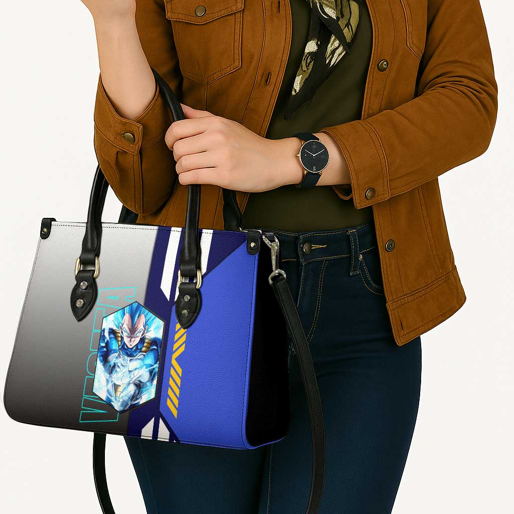 Vegeta from Dragon Ball Leather Bag with Super Saiyan Blue Form and Action Pose Design - The Mazicc