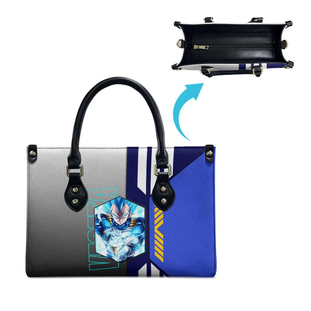Vegeta from Dragon Ball Leather Bag with Super Saiyan Blue Form and Action Pose Design - The Mazicc