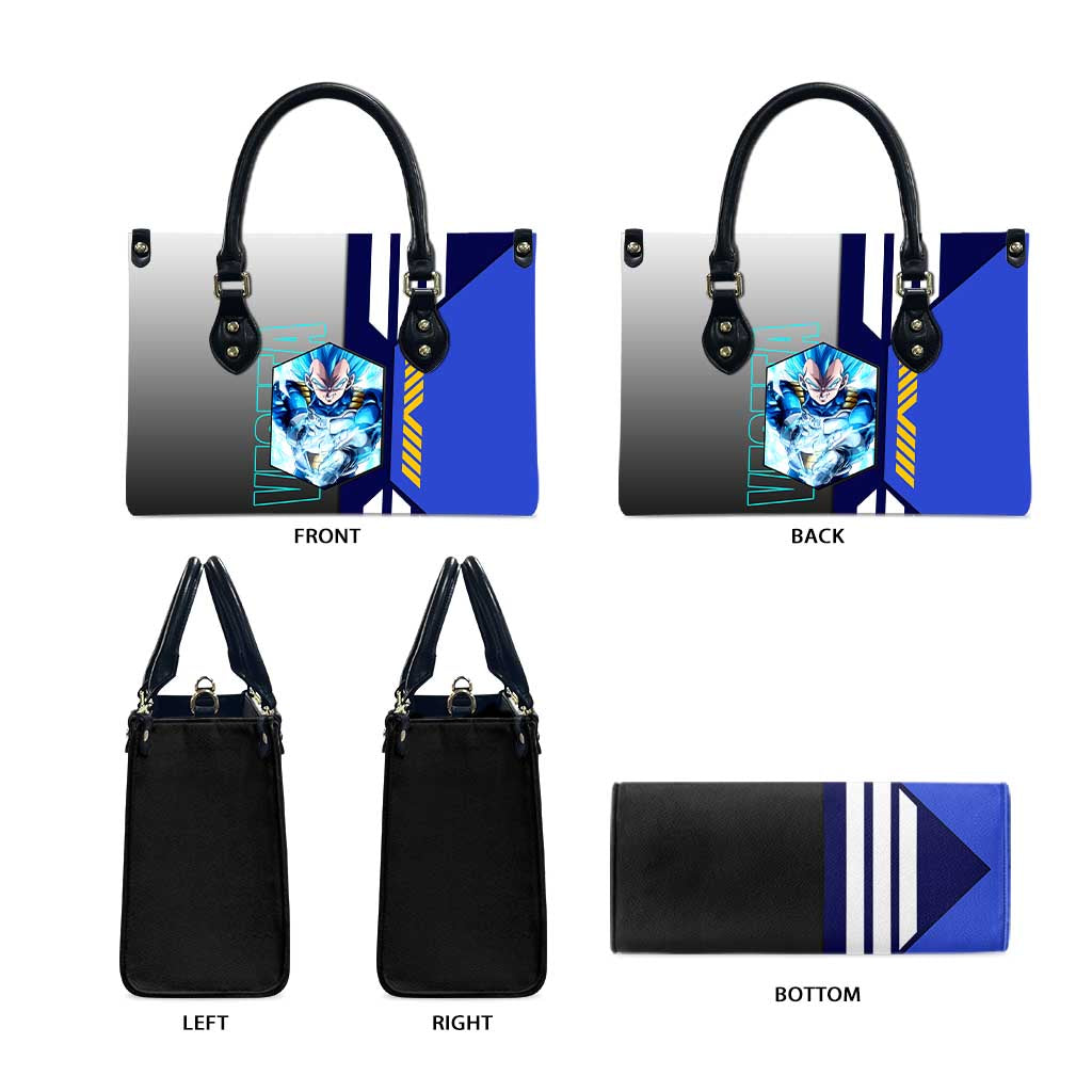Vegeta from Dragon Ball Leather Bag with Super Saiyan Blue Form and Action Pose Design - The Mazicc