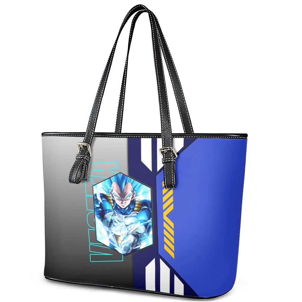 Vegeta from Dragon Ball Leather Tote Bag with Super Saiyan Blue Form and Action Pose Design - The Mazicc