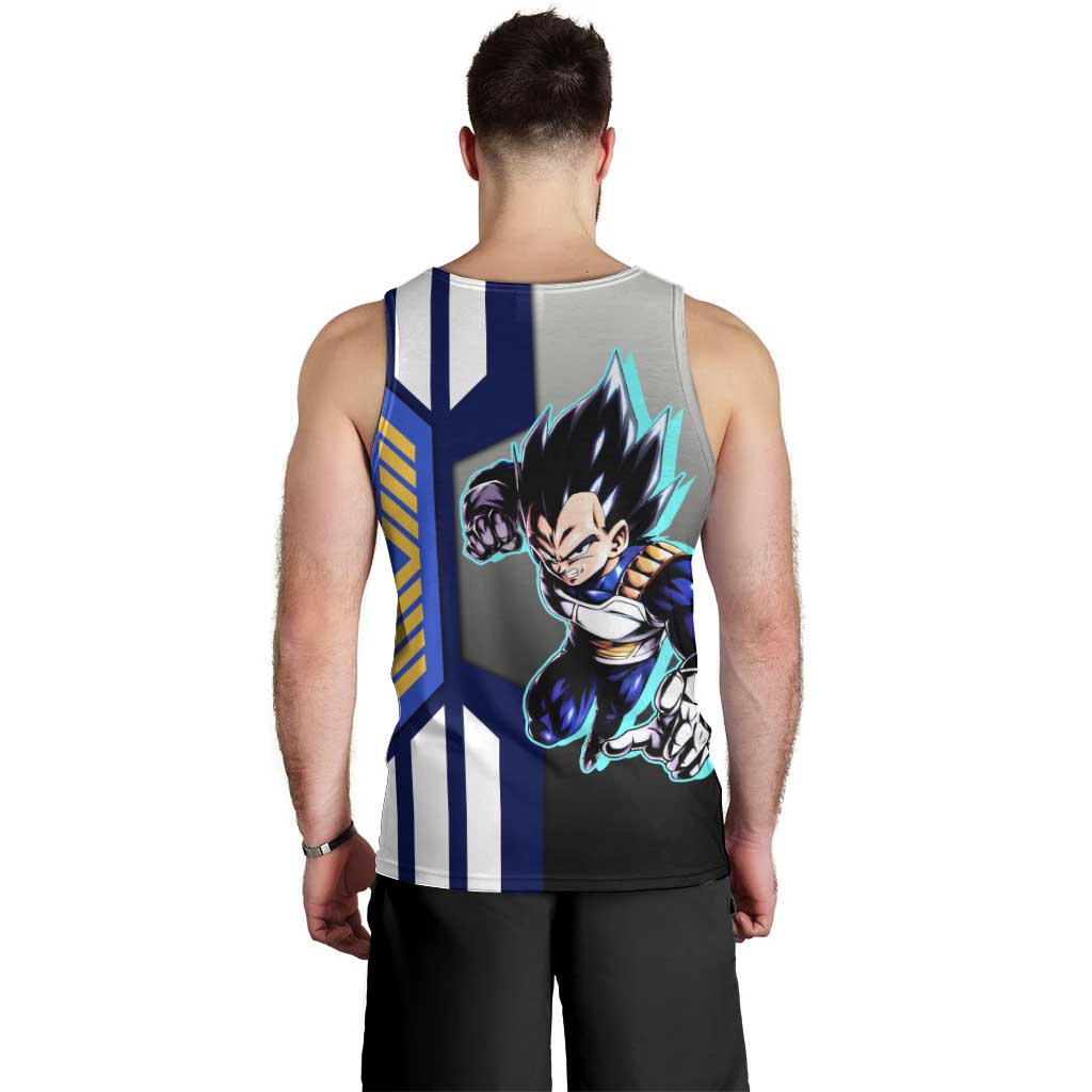 Vegeta from Dragon Ball Men Tank Top with Super Saiyan Blue Form and Action Pose Design - The Mazicc