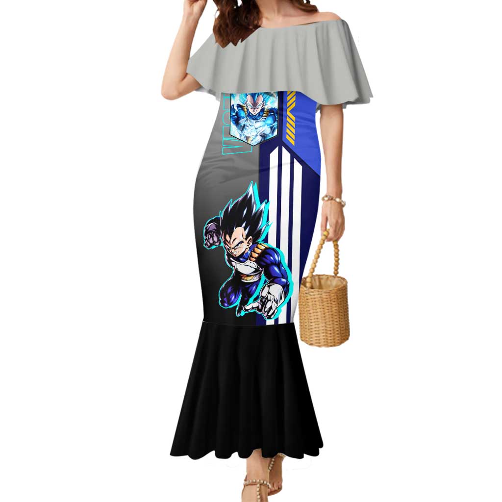 Vegeta from Dragon Ball Mermaid Dress with Super Saiyan Blue Form and Action Pose Design - The Mazicc