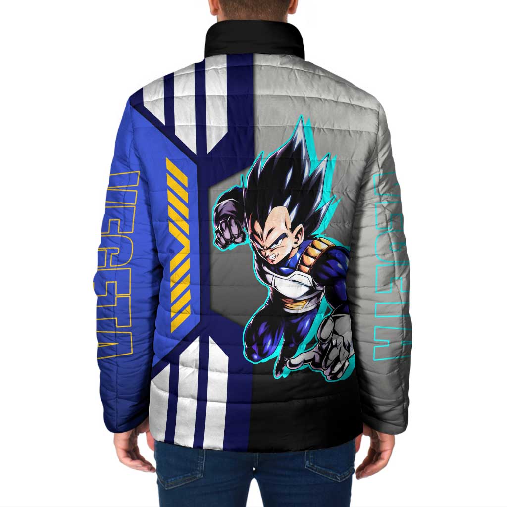 Vegeta from Dragon Ball Padded Jacket with Super Saiyan Blue Form and Action Pose Design - The Mazicc