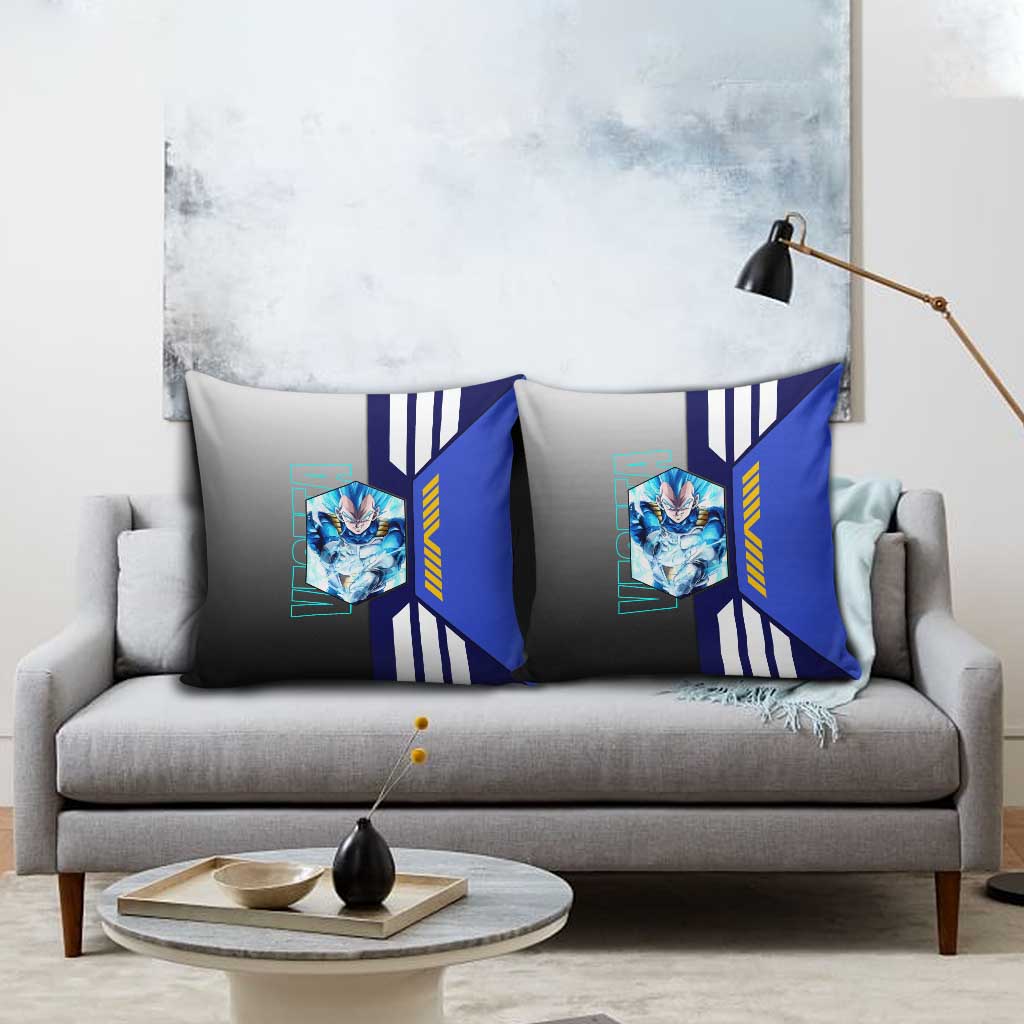 Vegeta from Dragon Ball Pillow Cover with Super Saiyan Blue Form and Action Pose Design - The Mazicc