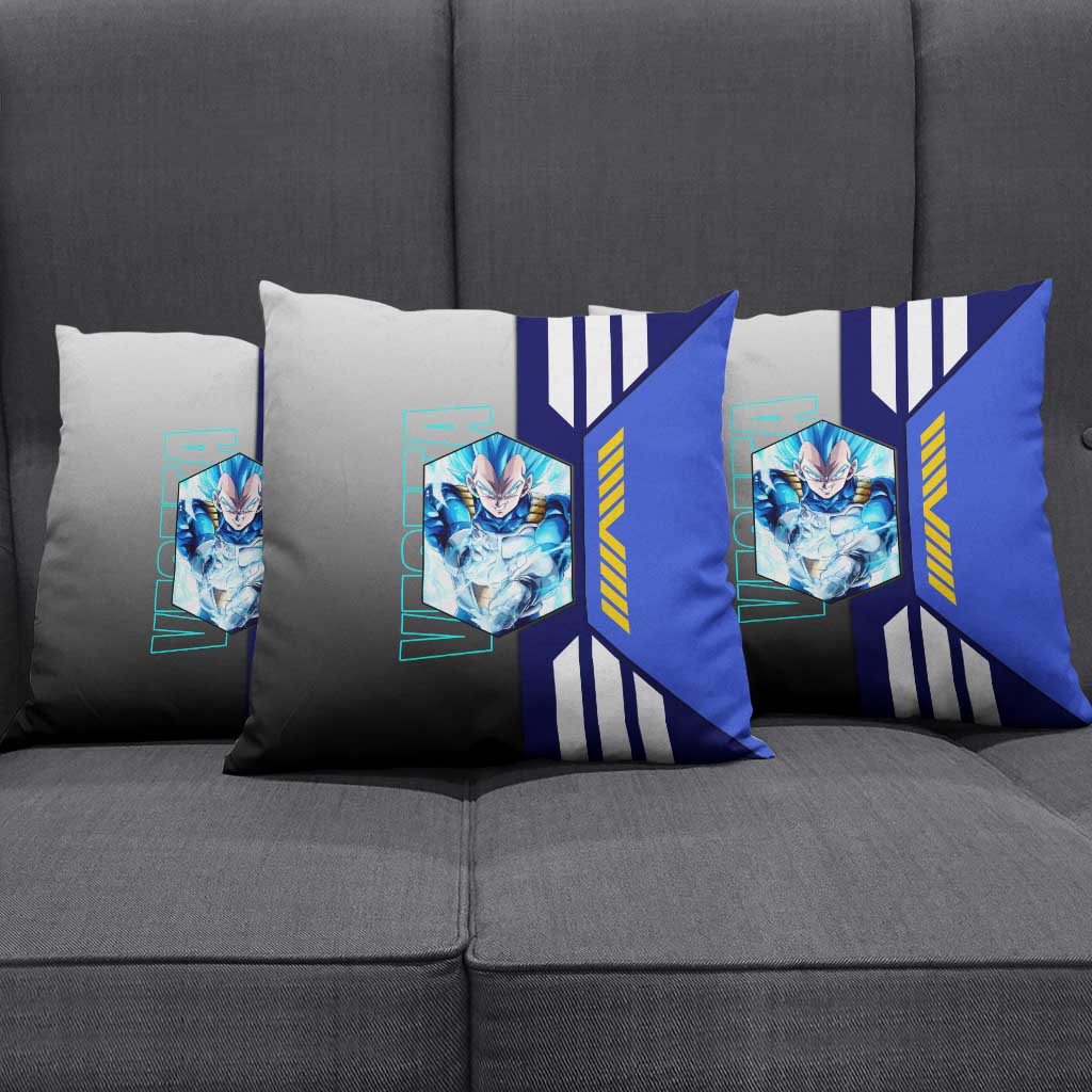 Vegeta from Dragon Ball Pillow Cover with Super Saiyan Blue Form and Action Pose Design - The Mazicc