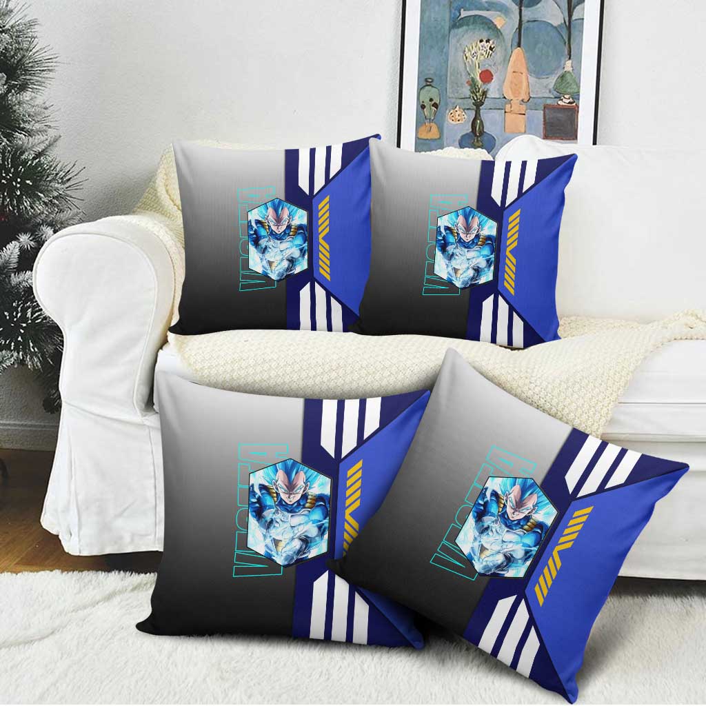 Vegeta from Dragon Ball Pillow Cover with Super Saiyan Blue Form and Action Pose Design - The Mazicc