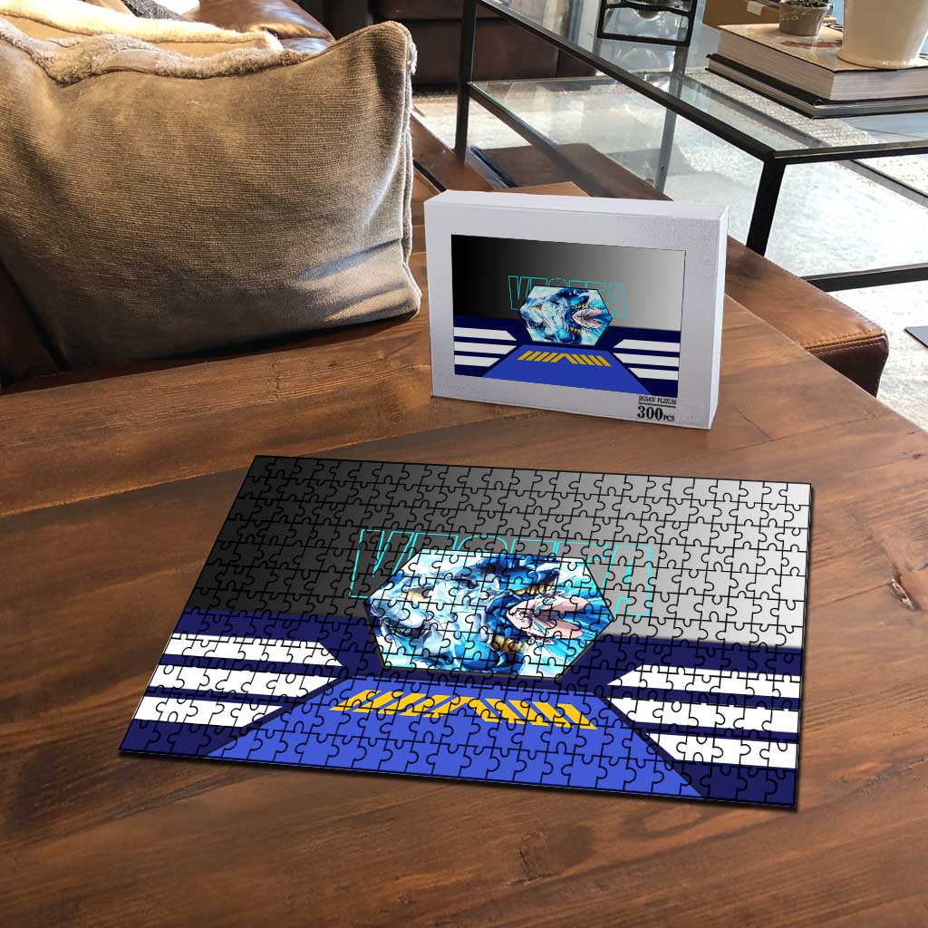 Vegeta from Dragon Ball Puzzle with Super Saiyan Blue Form and Action Pose Design - The Mazicc