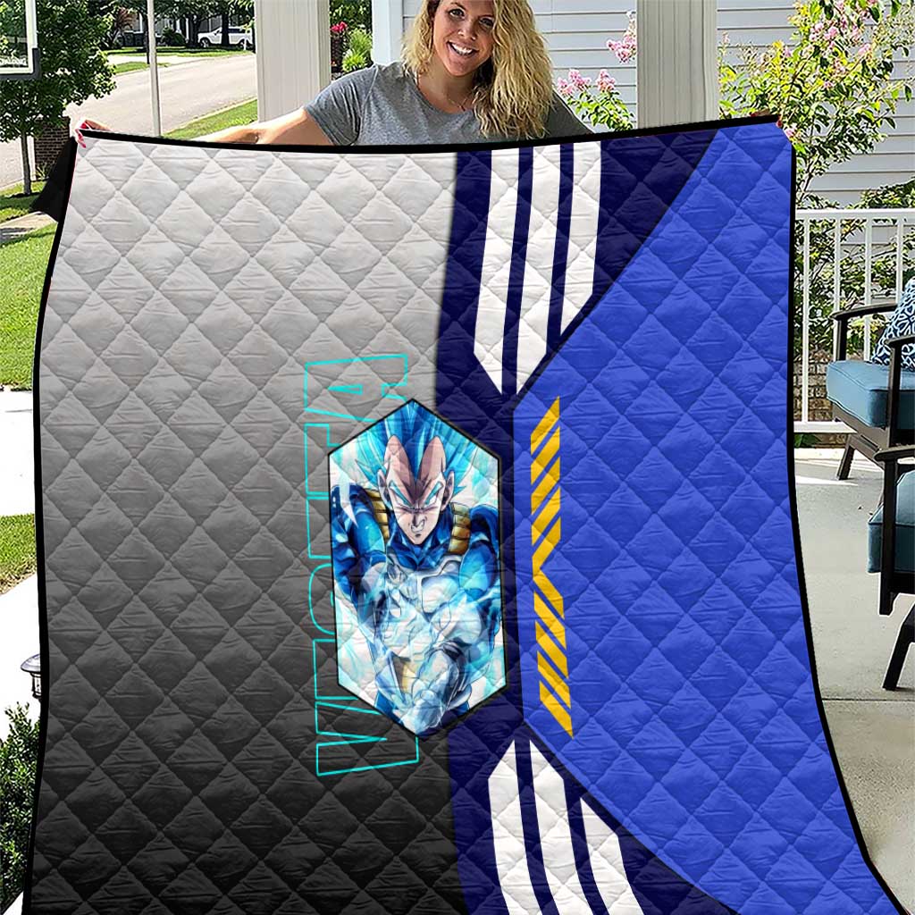 Vegeta from Dragon Ball Quilt with Super Saiyan Blue Form and Action Pose Design - The Mazicc