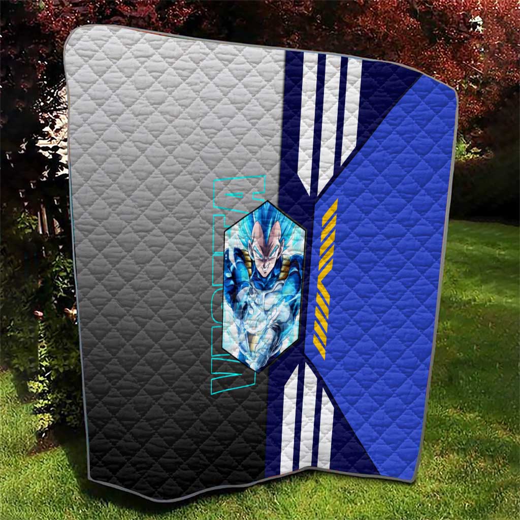 Vegeta from Dragon Ball Quilt with Super Saiyan Blue Form and Action Pose Design - The Mazicc