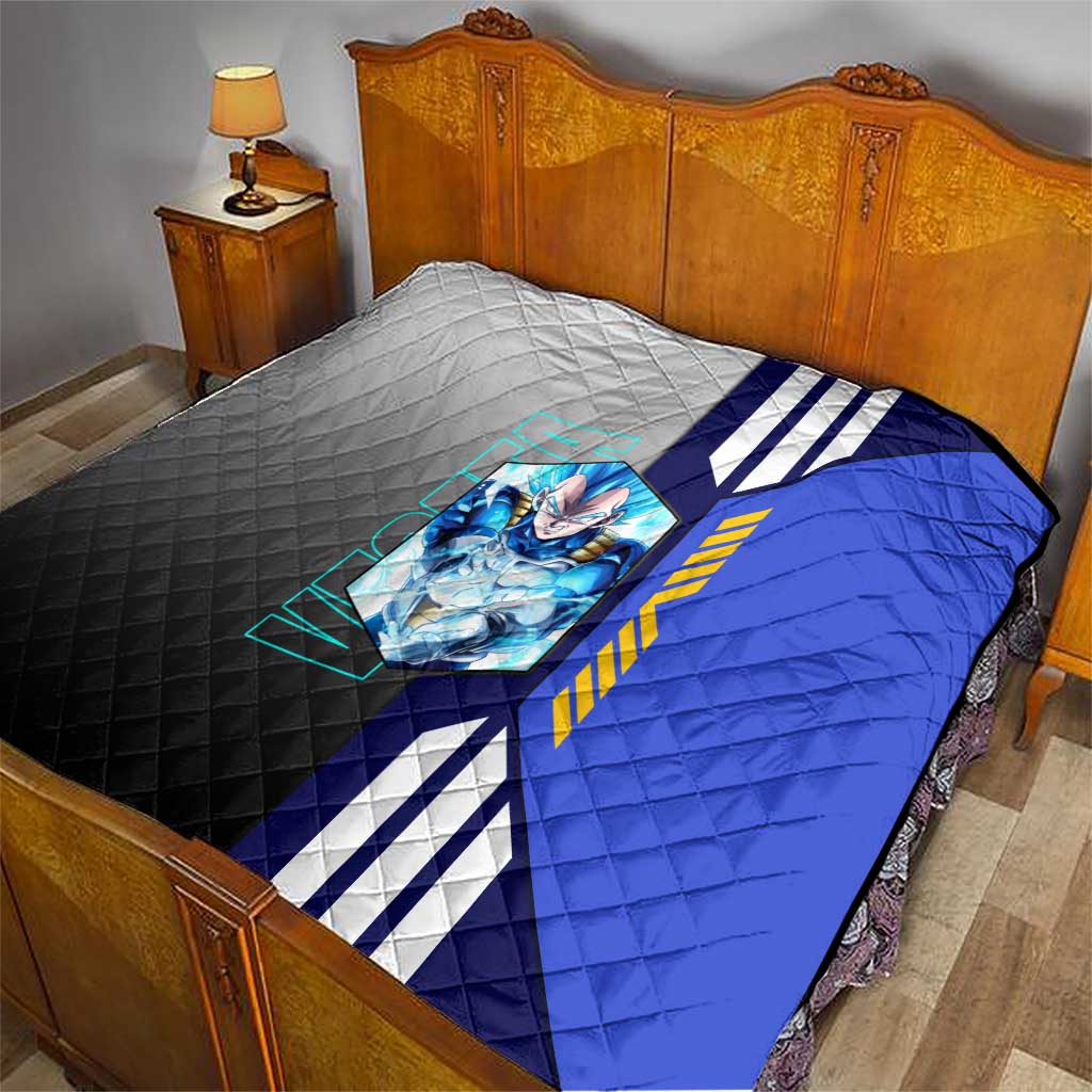 Vegeta from Dragon Ball Quilt with Super Saiyan Blue Form and Action Pose Design - The Mazicc