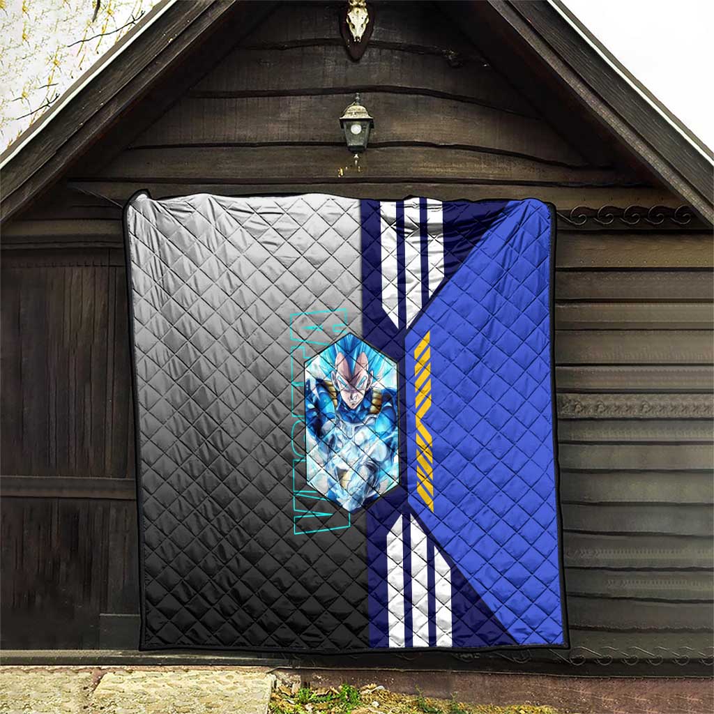 Vegeta from Dragon Ball Quilt with Super Saiyan Blue Form and Action Pose Design - The Mazicc