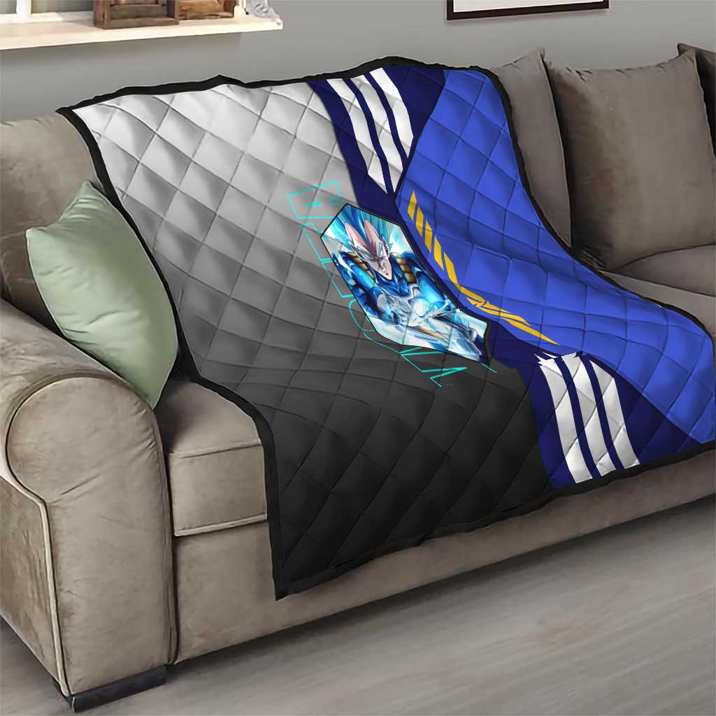 Vegeta from Dragon Ball Quilt with Super Saiyan Blue Form and Action Pose Design - The Mazicc