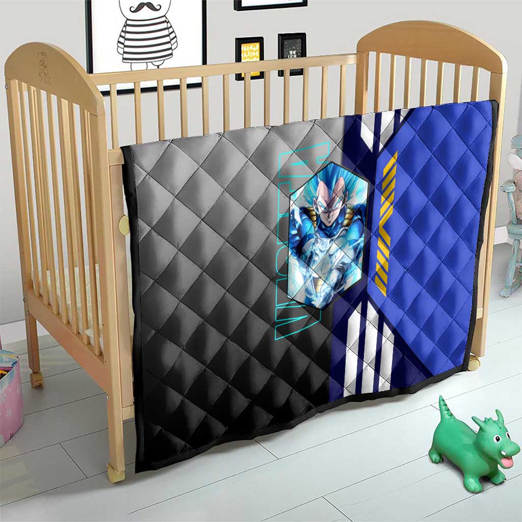 Vegeta from Dragon Ball Quilt with Super Saiyan Blue Form and Action Pose Design - The Mazicc