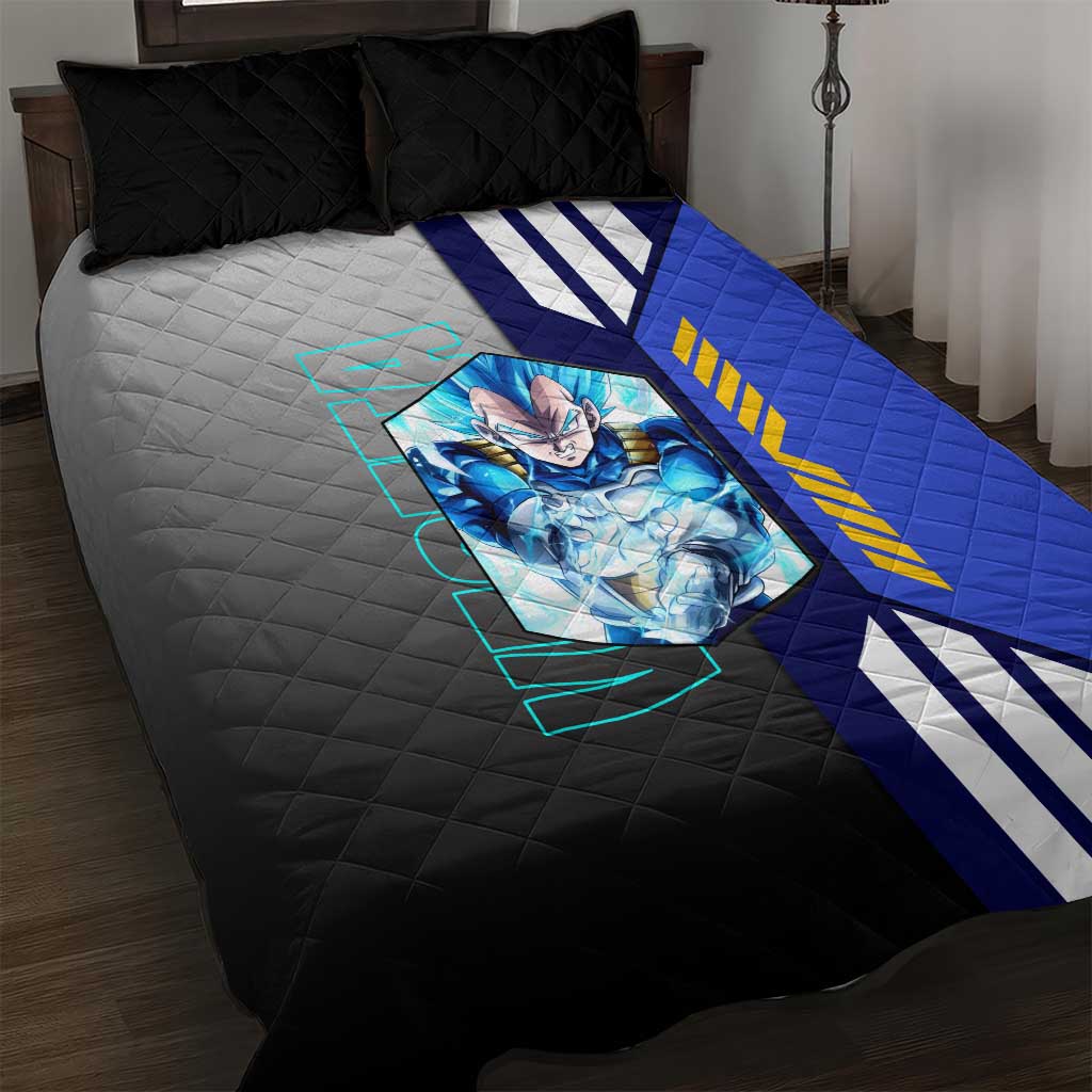 Vegeta from Dragon Ball Quilt Bed Set with Super Saiyan Blue Form and Action Pose Design - The Mazicc