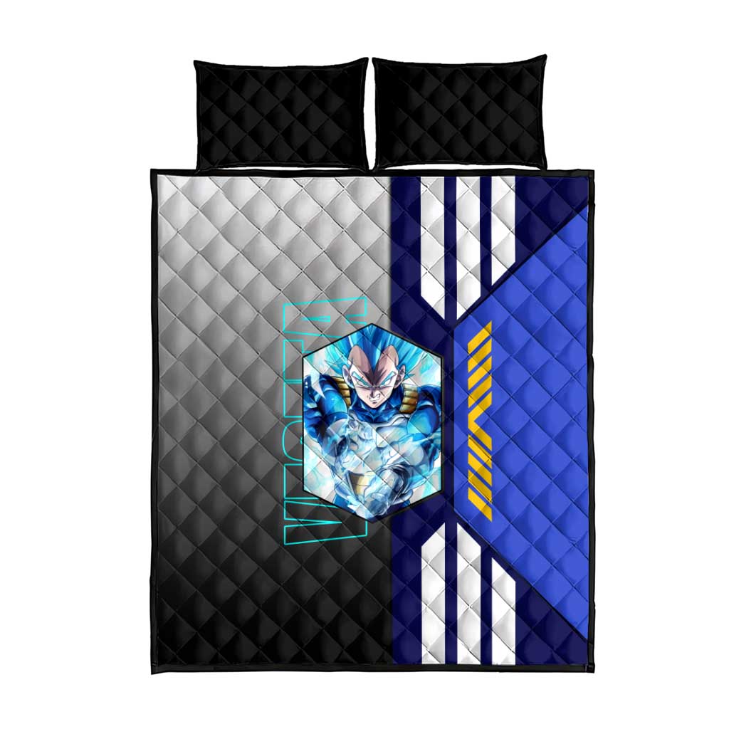Vegeta from Dragon Ball Quilt Bed Set with Super Saiyan Blue Form and Action Pose Design - The Mazicc