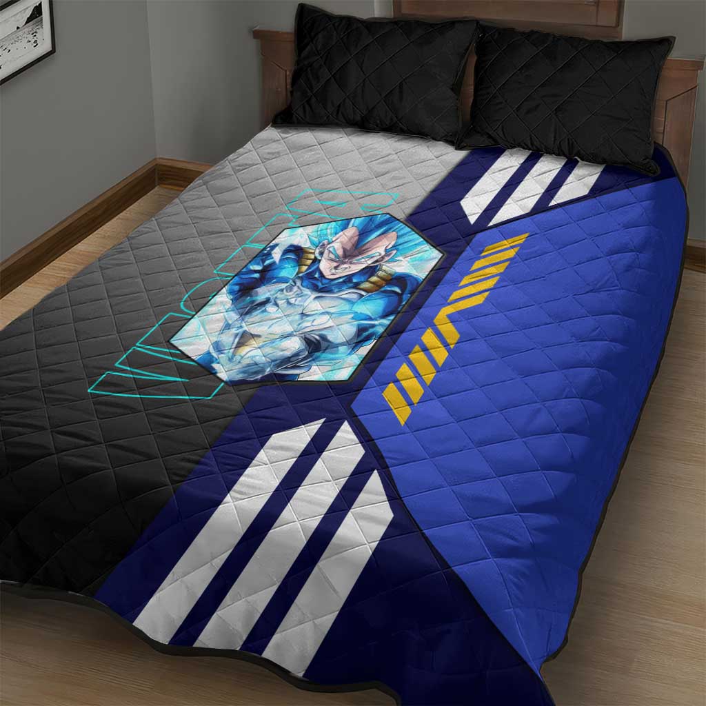 Vegeta from Dragon Ball Quilt Bed Set with Super Saiyan Blue Form and Action Pose Design - The Mazicc