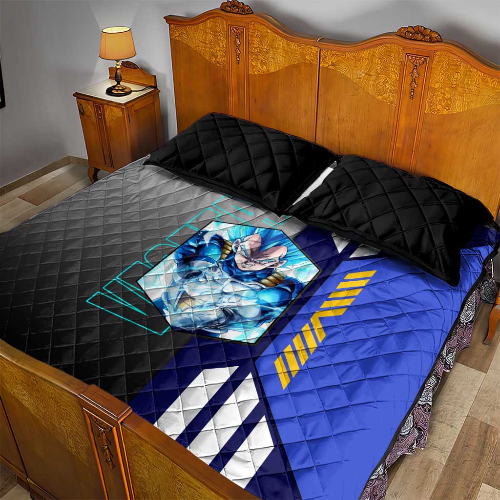 Vegeta from Dragon Ball Quilt Bed Set with Super Saiyan Blue Form and Action Pose Design - The Mazicc