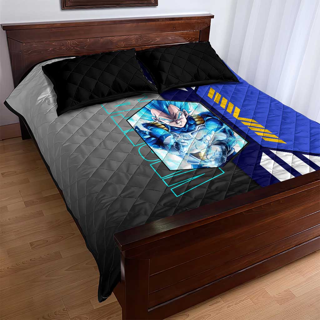 Vegeta from Dragon Ball Quilt Bed Set with Super Saiyan Blue Form and Action Pose Design - The Mazicc