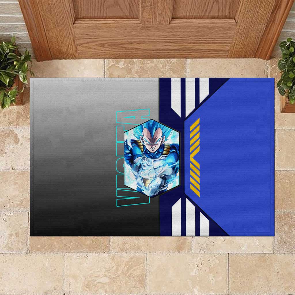 Vegeta from Dragon Ball Rubber Doormat with Super Saiyan Blue Form and Action Pose Design - The Mazicc