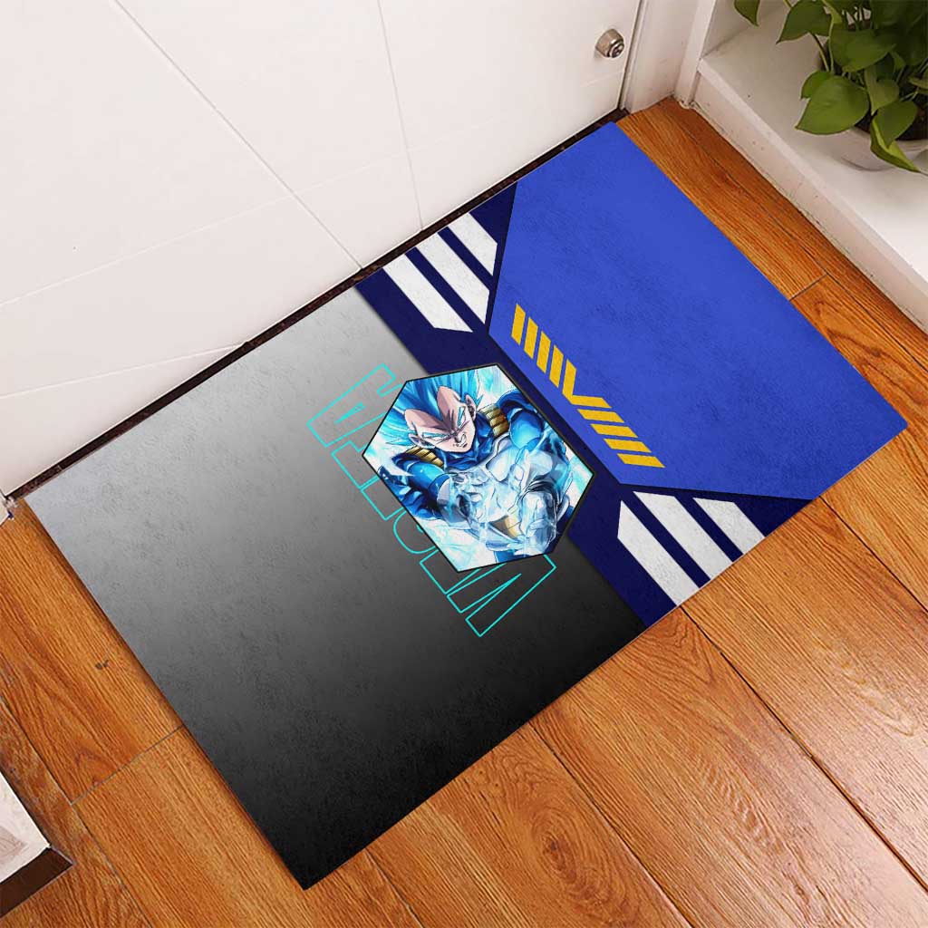 Vegeta from Dragon Ball Rubber Doormat with Super Saiyan Blue Form and Action Pose Design - The Mazicc