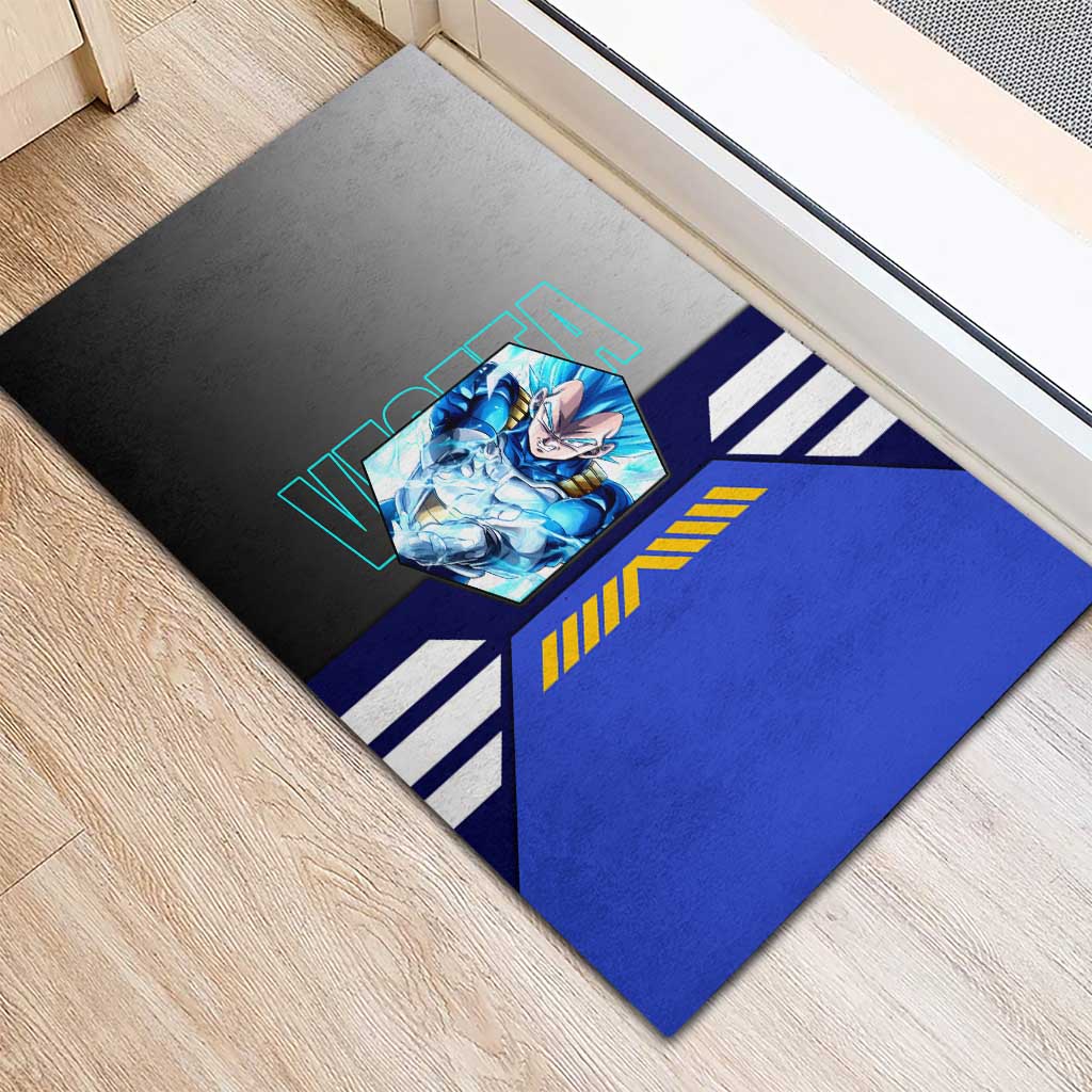 Vegeta from Dragon Ball Rubber Doormat with Super Saiyan Blue Form and Action Pose Design - The Mazicc
