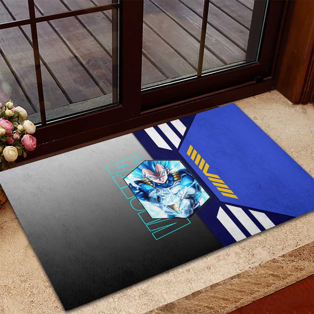 Vegeta from Dragon Ball Rubber Doormat with Super Saiyan Blue Form and Action Pose Design - The Mazicc
