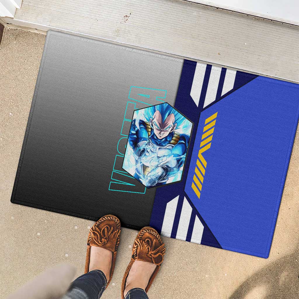 Vegeta from Dragon Ball Rubber Doormat with Super Saiyan Blue Form and Action Pose Design - The Mazicc