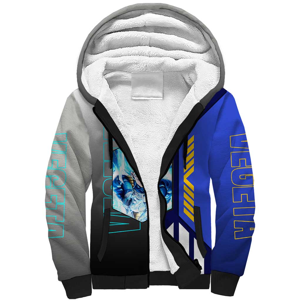 Vegeta from Dragon Ball Sherpa Hoodie with Super Saiyan Blue Form and Action Pose Design - The Mazicc
